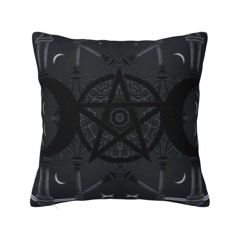 Custom Nordic Pentagram Pentacle Cushion Cover for Sofa Soft Triple Moon Goddess Pagan Wiccan Throw Pillow Case Home Decor