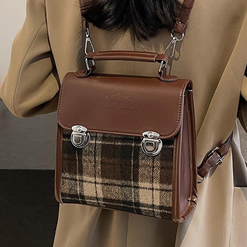 

Niche Retro Fashion Plaid Backpack for Women Новая осенняя модная женская сумка Высококачественная сумка через плечо для женщин