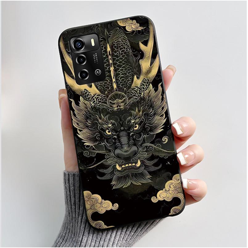 Casing For ZTE Blade V40 Vita 8045/A72 4G Case Luxury Dragon Cute Cool Boys Girls Black Matte Soft TPU Silicone Shell Back Cover