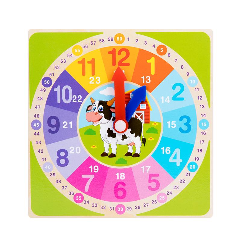 Wooden Multi-color Educational Clock for Children – Teaching Aid & Brain-Teasing Toy