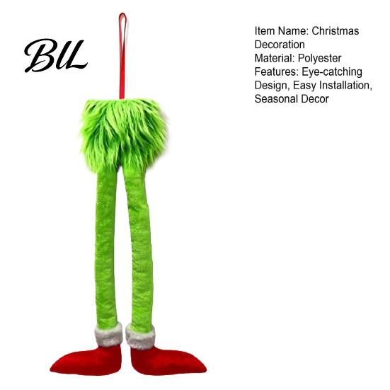 Cute Elf Tail for Tree Funny Legs Car Hanging Ornament, Christmas Decor with Soft Fun Gifts Friends Plush, Red Green Holiday Pendant Rearview Mirror,