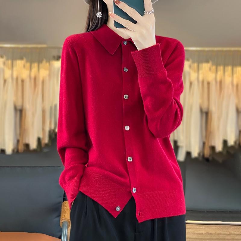 Women's Cashmere Cardigan Qinghe Cashmere 30% Cashmere 70% Wool Women's Autumn and Winter Cashmere Cardigan Soft and Warm