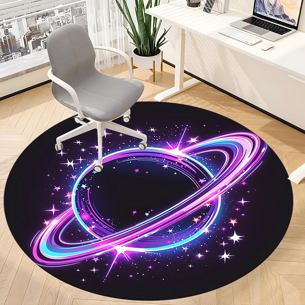 1pc Galaxy Rings Office Round Area Rug,  Mat Suitable ForOffice, Under Office Chairs Bedroom Living Room Home Decor, Room Deco