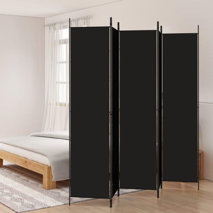 VidaXL Cloison de Séparation 5 Panneaux Séparateur de Pièce Pliable Diviseur Écran d'Intimité Paravent Décoration Salon Noir 350205