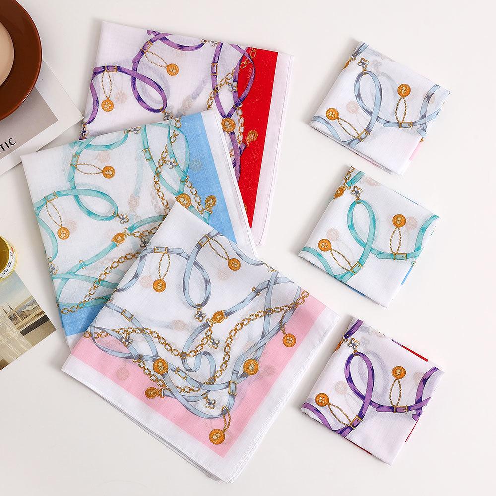 6 Stück Damen Reine Baumwolle Bedrucktes Taschentuch Damen Druck Weich und Bequem Dünnes Saugfähiges Schweißtuch 43cm