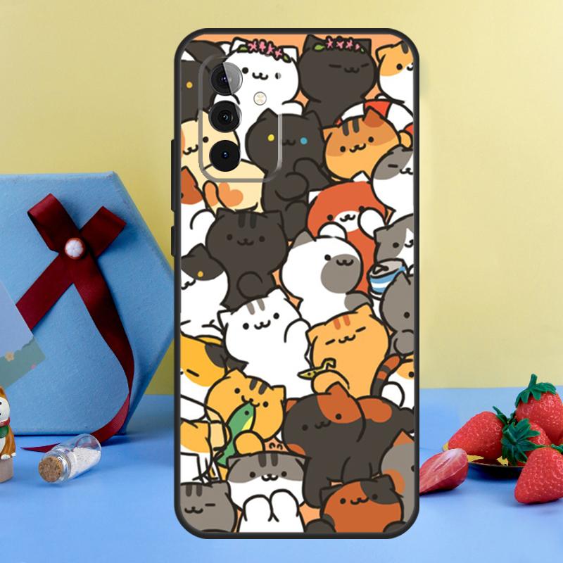 Cute Cartoon Cat Case For Samsung Galaxy A35 A55 A15 A54 A34 A14 A52 A32 A12 A13 A33 A53 A17 A16 A26 A36 A56