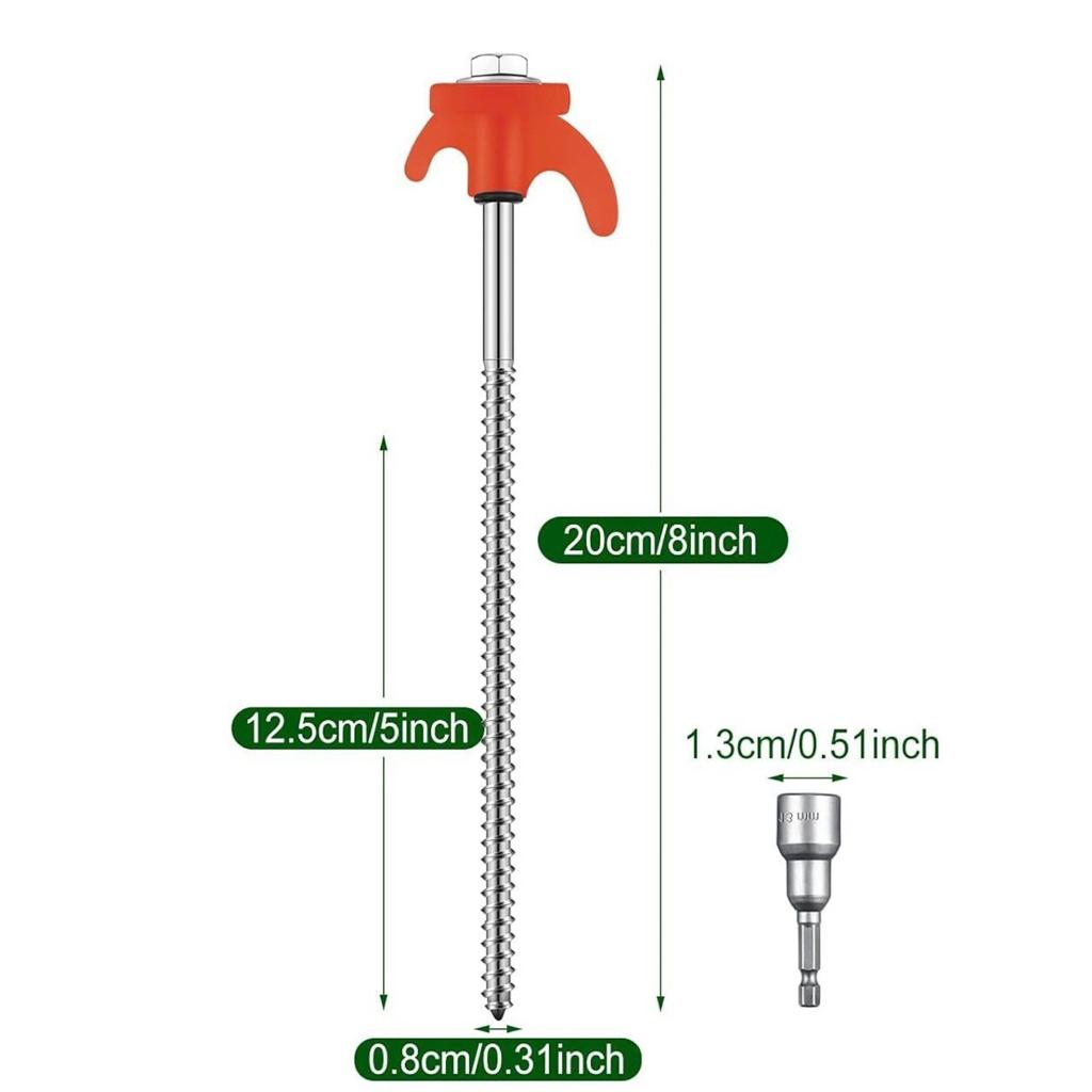 A1A2 8Pcs Ground Stakes Screw Thread Campings Peg Tent Stakes with Hexagon Socket