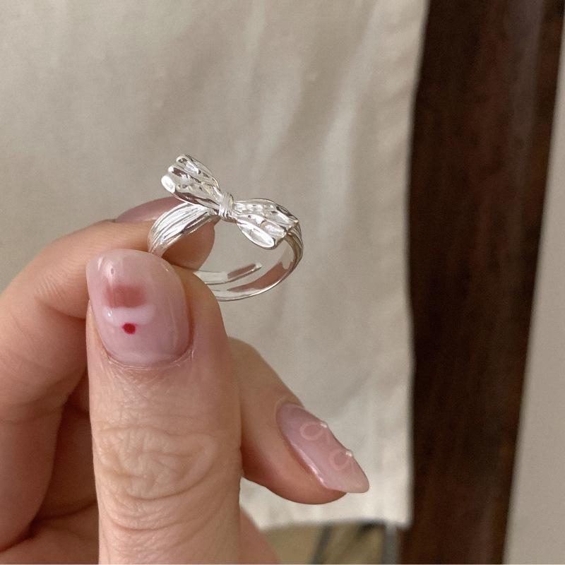Distinctive Geometric Design Adjustable Ring For Women With Trendy Korean Style Knot Butterfly Theme