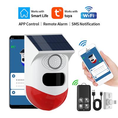 2v1 WiFi Tuya Smart dálkové ovládání Venkovní nabíjení Zabezpečení Zvukový alarm Detektor Senzor Farm Garden Solární Infračervená Siréna Solární