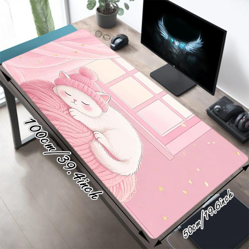 Cat Nap Xl Gaming Mouse Pad Nonslip Rubber Base Stitched Edge Waterproof Desk Mat For Pc Laptop Gamer Office Computer Accessories C927171