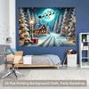 1 piece of 2D background fabric vibrant polyester background fabric of a snowy cabin and Santa Claus hanging fabricZL