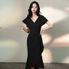 Red Evening Dress Host Advanced Daily Wear Niche Fish Tail Beautiful Waist Banquet Irregular Dress