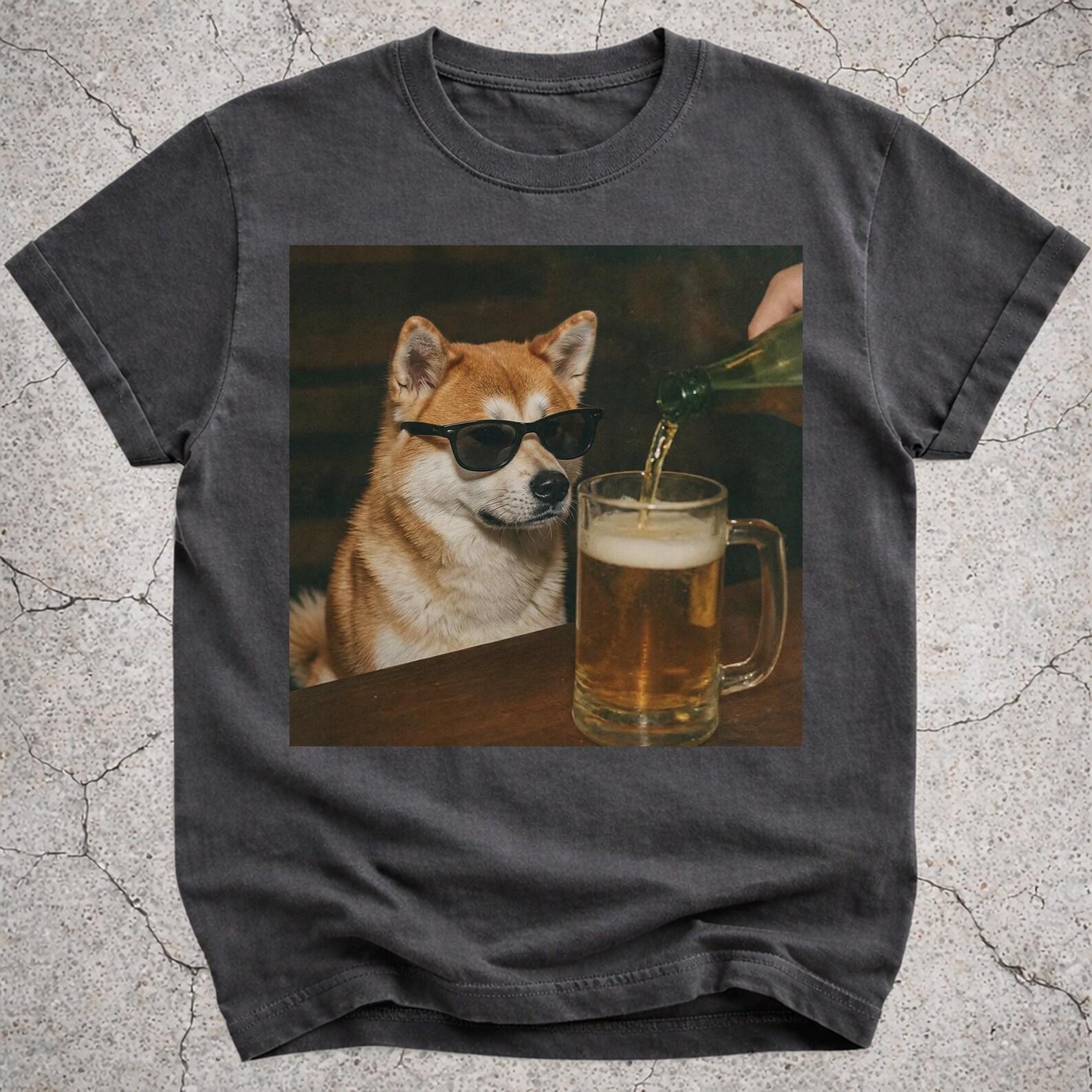 Akita Inu Drinking Beer Shirt, Funny Akita Dog Meme Tee, Beer Lover Gift, Akita Owner Vintage Tee, Silly Novelty Shirt 4XL