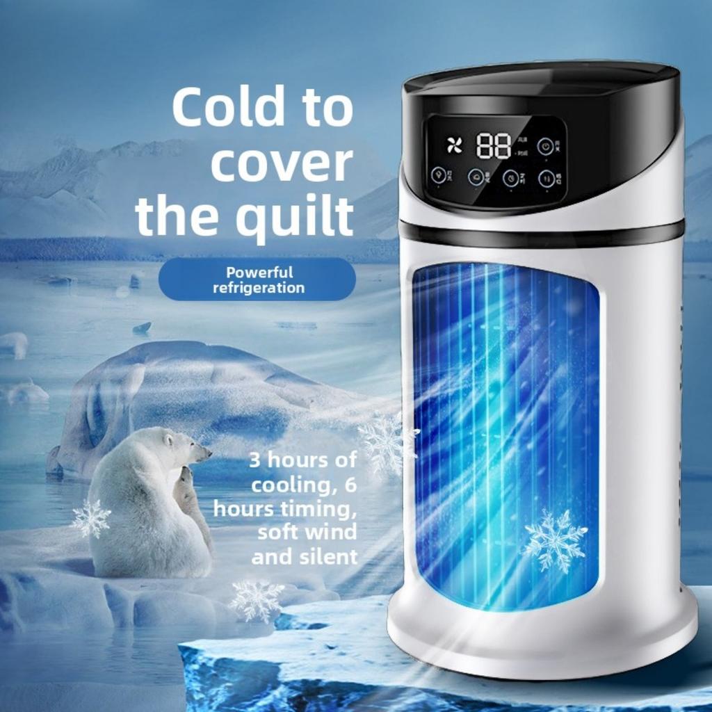 3-In-1 Multifunctional Portable Air Conditioner, Humidifier, Atmosphere Light Fan | USB Cooler with 16.91-Ounce Water Tank,9-Speed Settings