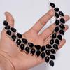 Splendid Top Grade Qualite 100% Natural Black Onyx Pear Shape Ethnic Handmade Jewelry 925 Steling Silver Necklace 18" WSJ-4765