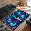 Mermaid Underwater Theme Crystal Velvet Rug Personalized Custom Name Text Soft Floor Mat Home Decor