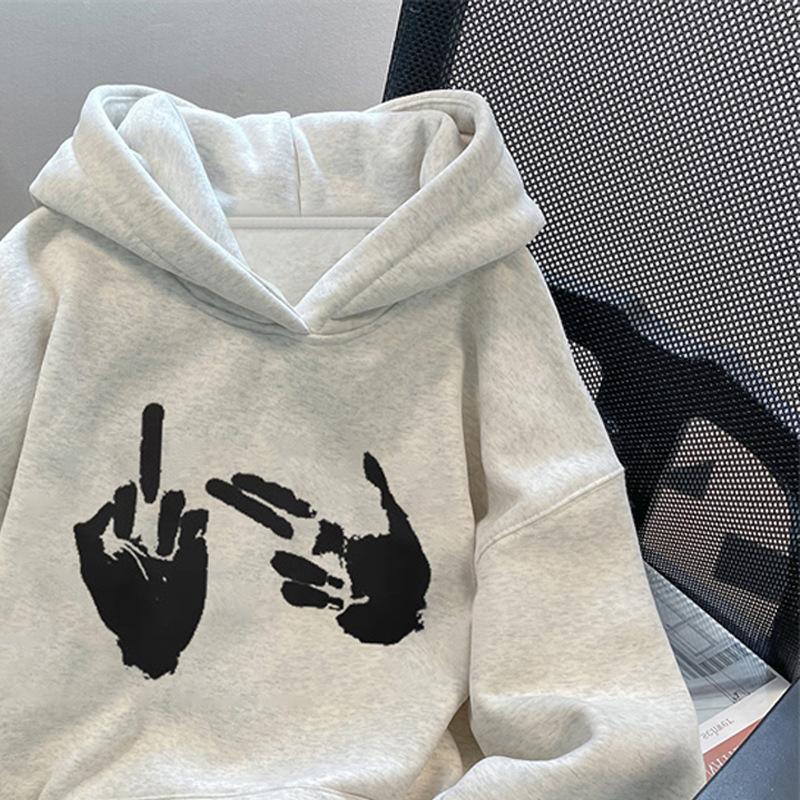 Hooded Sweater Printed Autumn and Winter Men's 2026 New Heavy Fleece Thickened Loose Women's Pullover