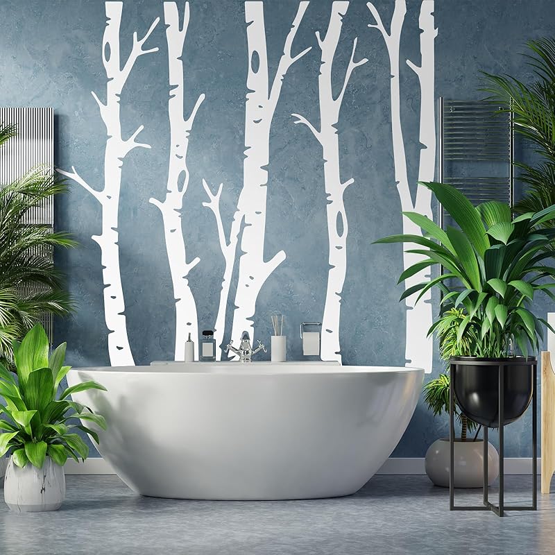 Shimeyao 7 листов Наклейка на стену Лес Гигантская Наклейка на стену Семейное дерево Лесной Декор стен ПВХ Огромный размер Наклейки на стену Береза для гостиной