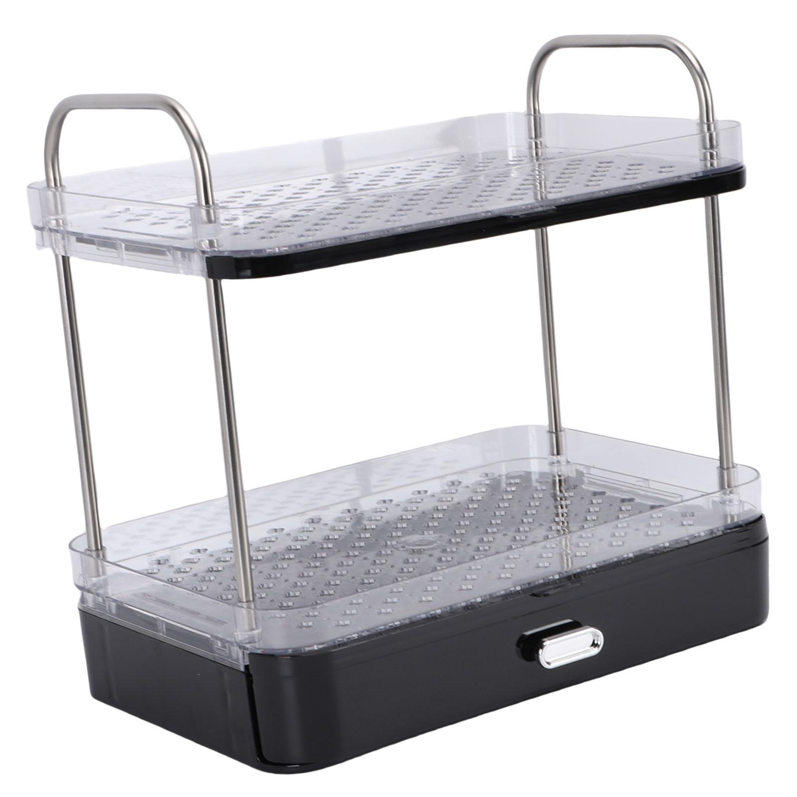 

Coffee Mug Cup Holder for Countertop PET Stainless Steel 2 Tier Coffee Station Mug Display Rack with Draining Tray for Kitchen