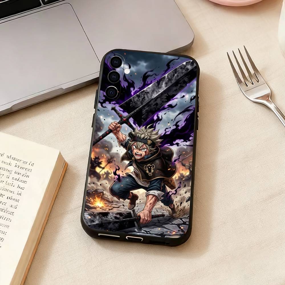 Black C-Clover A-Asta-a Phone Case For Samsung Galaxy A73,A72,A71,A70,A53,A52,A51,Soft Silicone Black Cover