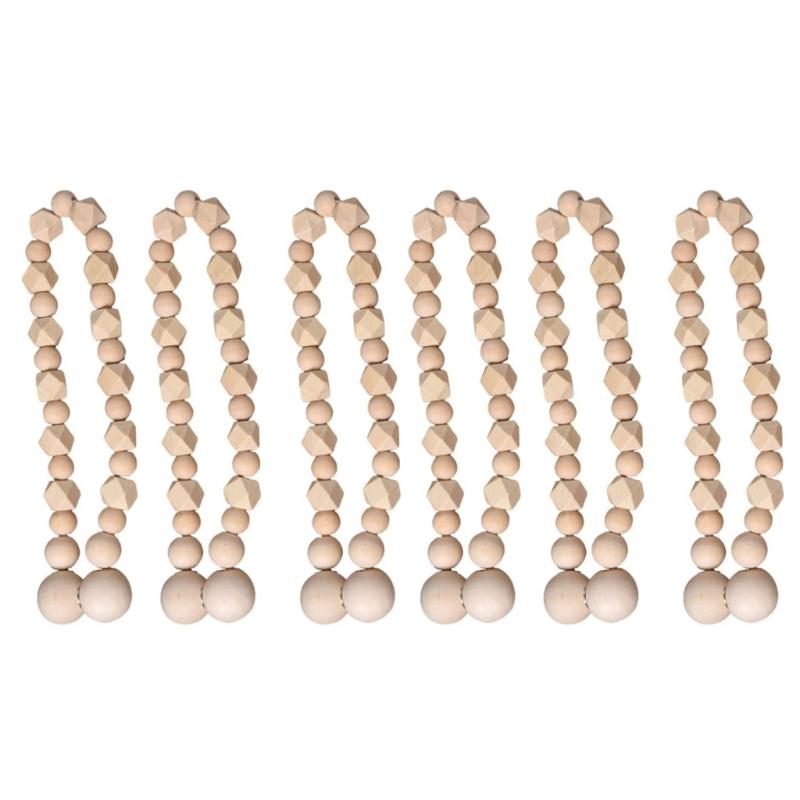 

Magnetic Wood Beads Curtain Tiebacks 6 Pack Multipurpose Window Drapery Holdbacks Clasps for Home and Nursery Decors