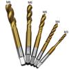 5pc Titanium Coated HSS Spiral Flute Screw Threading Taps Drill Tools For Machine Metals M3 M4 M5 M6 M8 Metric Hand Tool