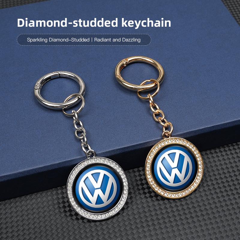 Key Chain Ring Diamond Metal Car Keychain Pendant For Volkswagen VW Golf Amarok Passat ID3 Tiguan T-Cross Phaeton Teramont Polo RH5