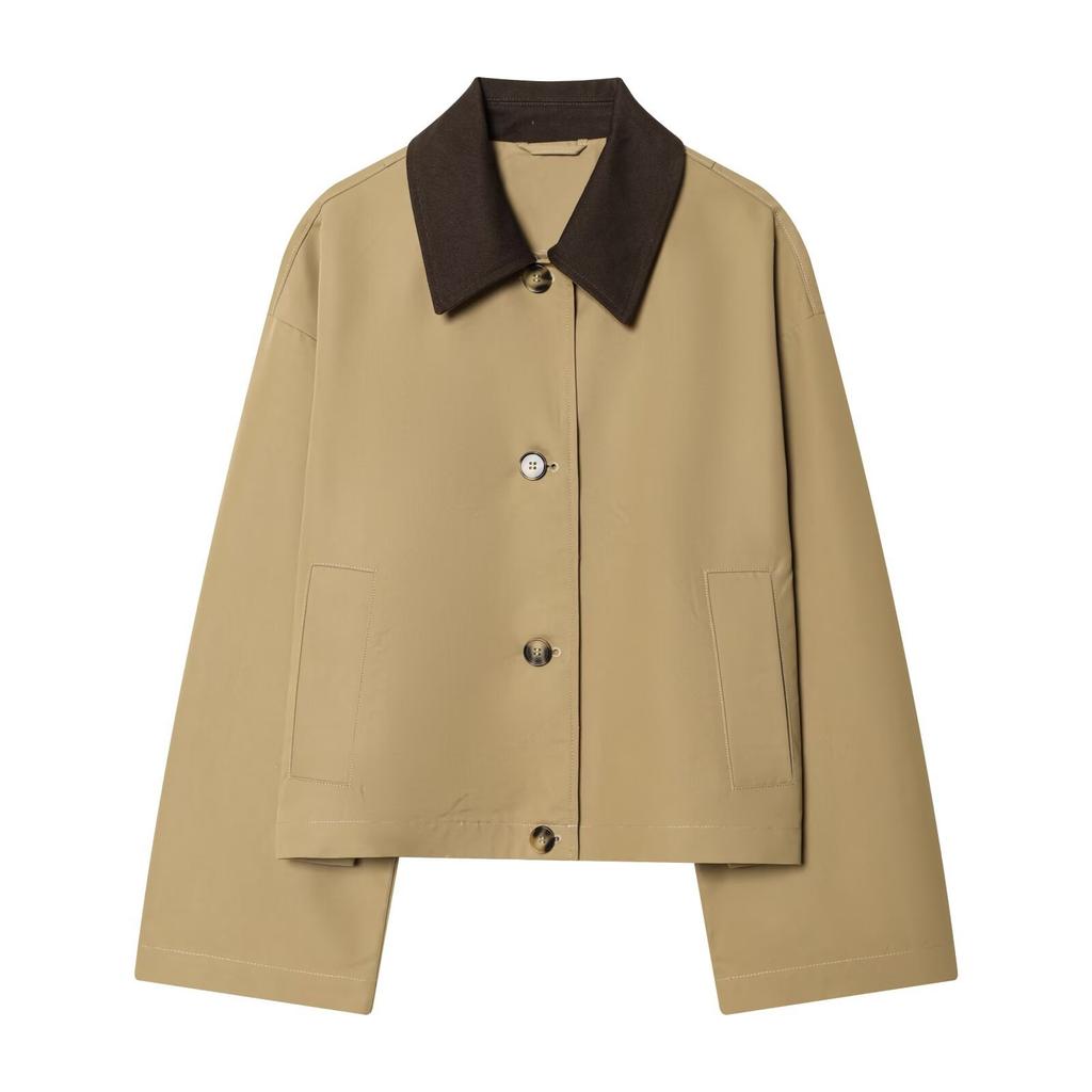 2026 spring new European and American cross-border women's clothing street fashion splicing collar trench coat jacket w016 21205