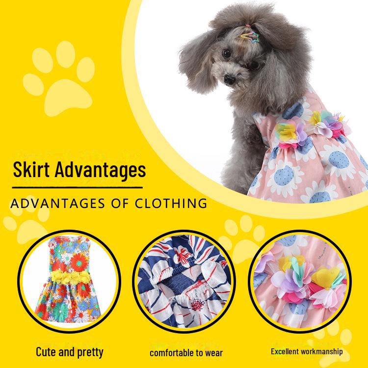 Summer Floral Mesh Dog Dress - Sunflower Skirt for Pets