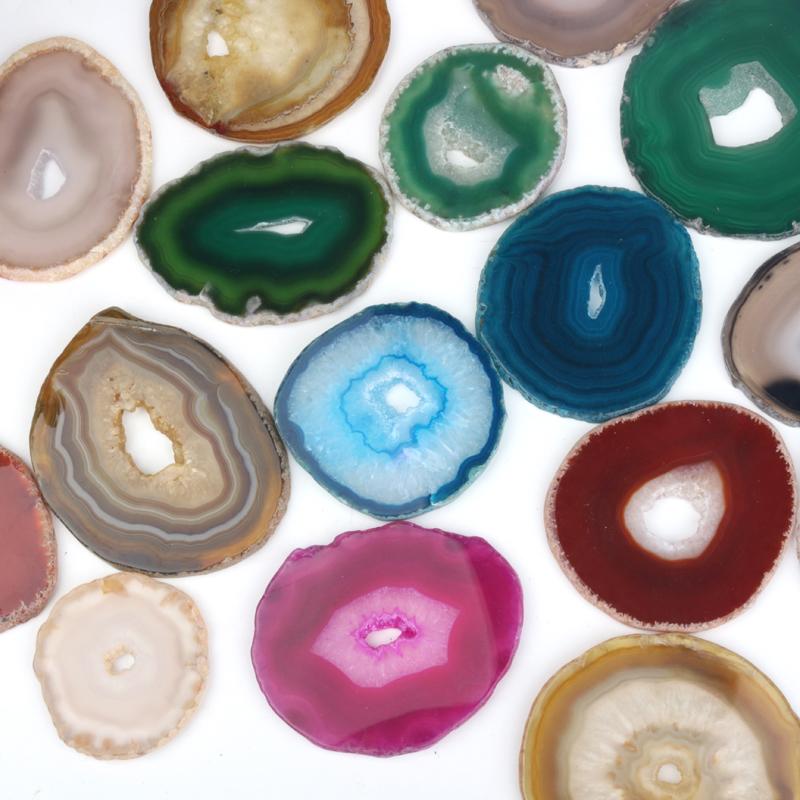 Natural Raw Stone Agate Slices Diy Accessories Color Wind Chime Slices free