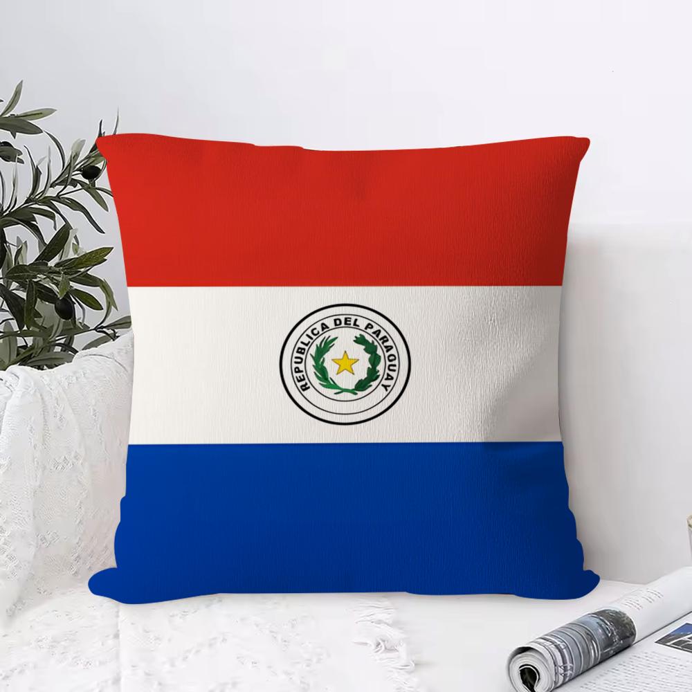 Paraguay PAR Flag Cushion Cover  Piece Short Plush Pillowcase Soft and Washable Mostly Used for Sofa Car