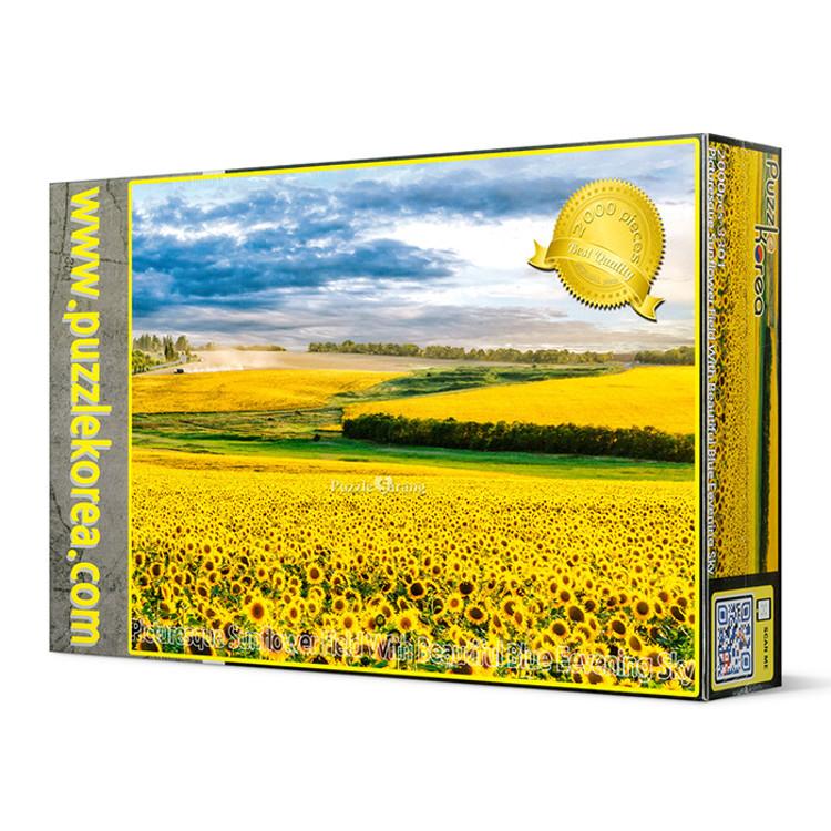 2000 Piece Jigsaw Puzzle - Sunset In a Beautiful Sunflower Field, Popular Korean Puzzle