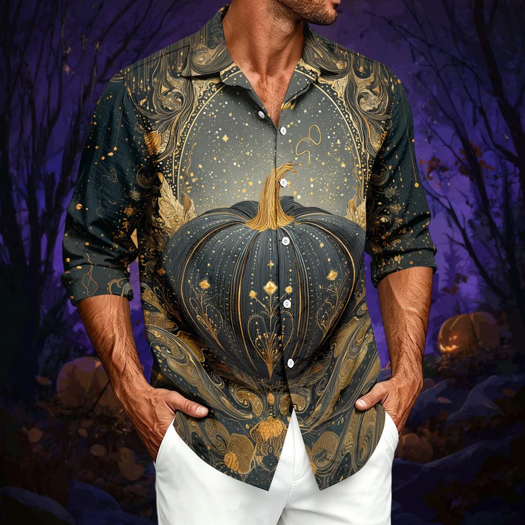 Herren Freizeit Langarmshirt mit Halloween-Print für Frühling, Sommer und Herbst