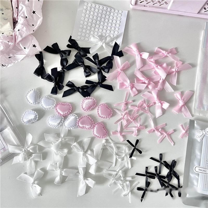 Set of 10 Fashionable and Cute Ribbons Bowknot Heart Flower Handwork Craft Decoration DIY Accessory for DIY Enthusiasts