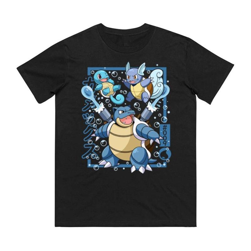 Squirtle Evolution Printed Pure Cotton T-shirt Men and Women Spring/Summer  Collection Fashion Short Sleeved Shirt