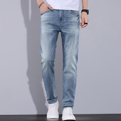 New Spring and Summer Wash Light Business Straight Jeans Slim Fit Thin Casual Trousers