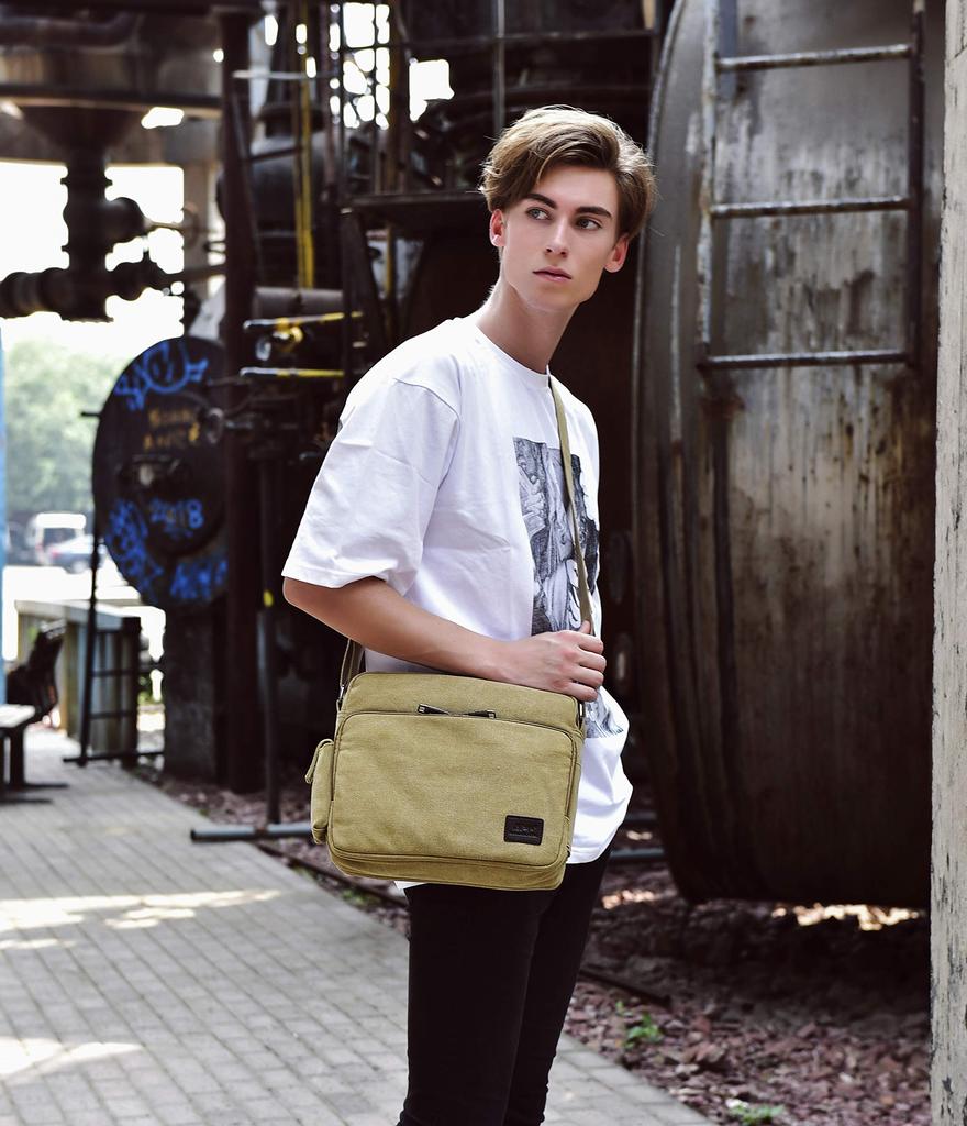 RAKEE Canvas Messenger Shoulder Crossbody Large 6 Colors Men's Bag, Bag, Bag, Waterproof, Capacity, Durable,