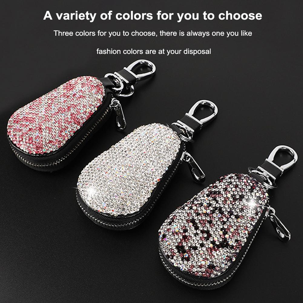 Universal Diamond Car Key Holder Storage Case Luxury Crystal Keychains Key Cover Bag Wallet for BMW Lada Benz Keychain