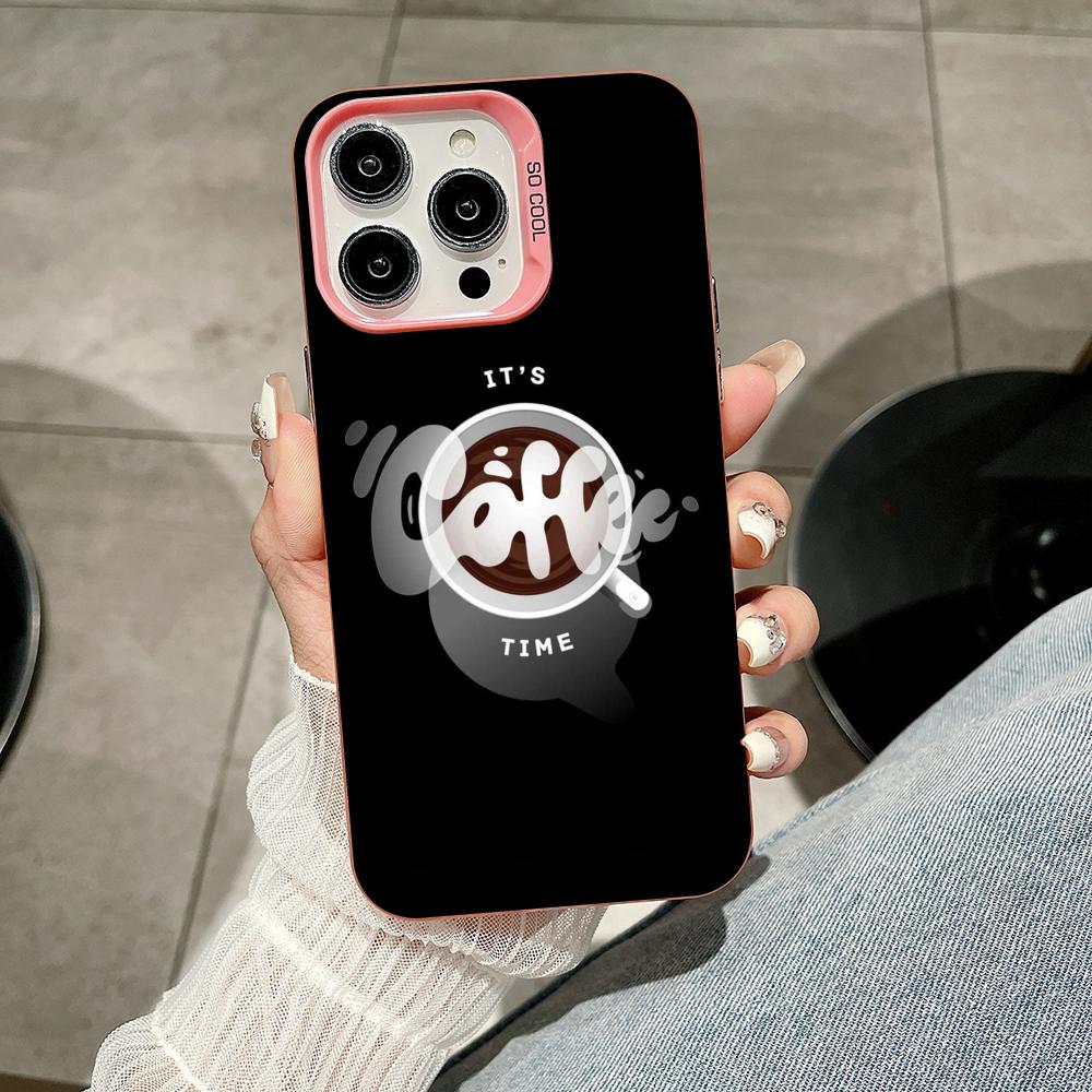 Coffee Beans Pink Translucent Mobile Phone Case for iPhone 17 16 15 14 13 12 11 X XR XS Air Pro Max Plus Colorful Cover