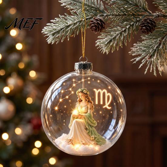 Sturdy Acrylic Holiday Ornaments Zodiac Christmas Ornament, Twelve Sign Hanging Decoration, 2D Seasonal Party Decorations Horoscope Pendant