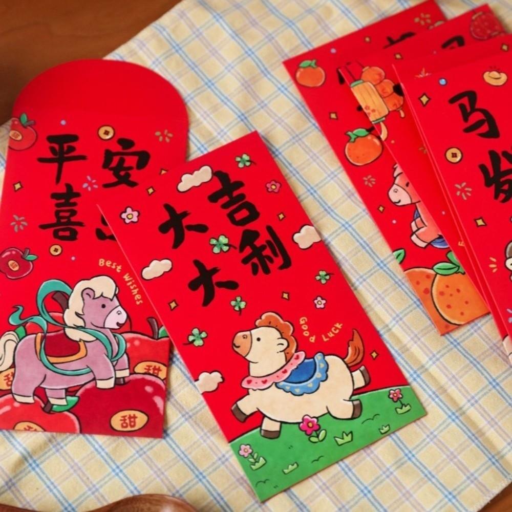 6pcs Paper 2026 Money Envelope Horse Year Lucky Money Bag Practical Lucky Red Pockets  Gift Giving