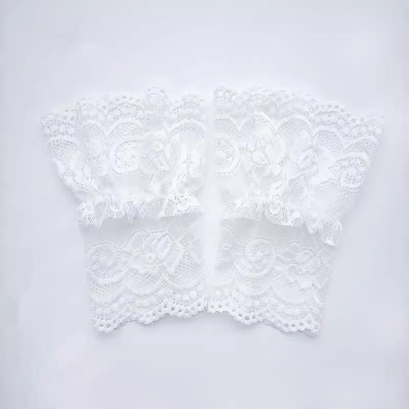 1 Paar Europäischer Damenhafter Stil Weißes Spitzenmanschetten Falscher Kragen Damenbekleidungszubehör Hochzeitskleid Dekorativer Ärmel