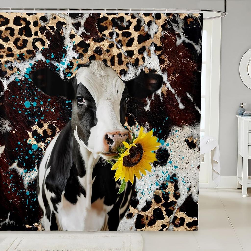 Cat Shower Curtain,Colorful Floral Bathroom Curtain,Kids Girls Boys Adult Cute Pet Animals Waterproof Fabrics Blue Sky Bathtub