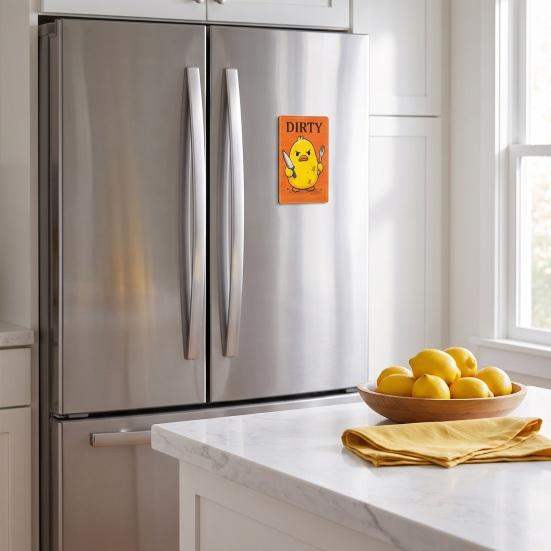 Heavy Duty Magnetic Sign Clean Dirty Dishwasher Magnet, Acrylic Cartoon Animal Sign, Double-Sided & Magnet for Kitchen Decoration Double Sided