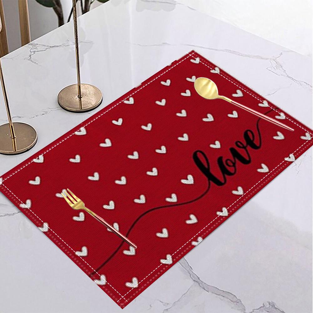 Love Heart Table Mat Heart Pattern Romantic Valentine s Day Placemat for Romantic Date Love Party Valentine s Dinner Home Decor 1PC-32x42cm