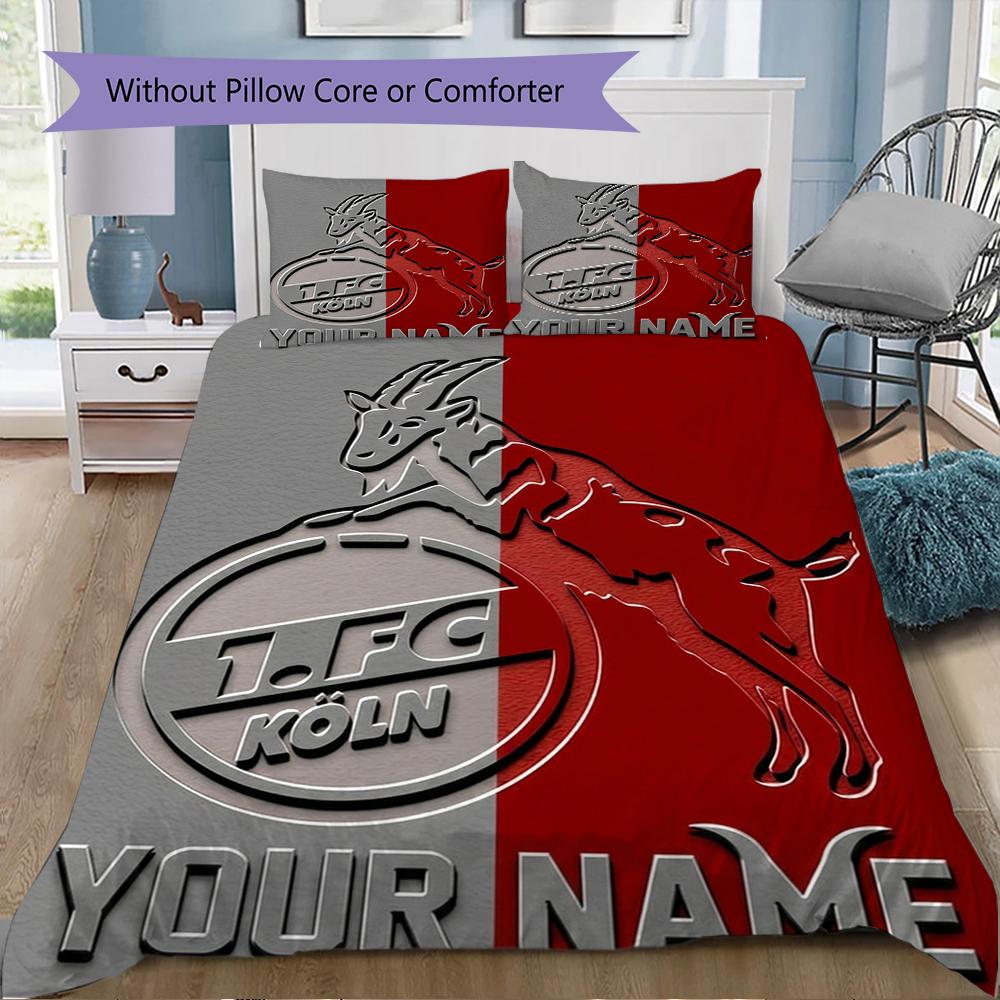 Custom Name FC KÖLN Bedding,Quilt Set Quilt Cover Pillowcase Home Birthday Gift(1 * Duvet Cover + 2 * Pillowcase, Without Core)_xia