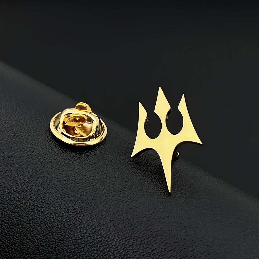 Fashionable and Minimalist Stainless Steel Trident-shaped Brooch, Unisex T-shirt and Suit Jacket Lapel Pin, Stock Badge