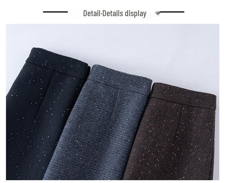Sequined Mid-Length A-Line Skirt - 2025 Autumn/Winter Slit Hip-Hugging Style for Women