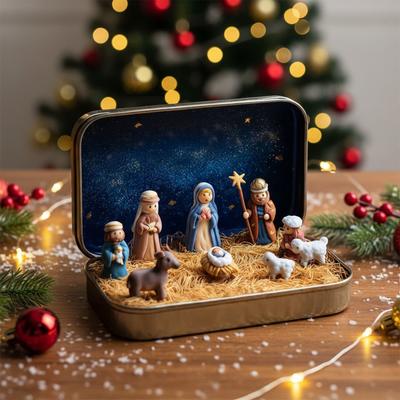 New Resin Nativity Scene Statue Jesus Acrylic Figurine Home Office Cafe Room Studio Table Ornament Christian Religion Decor 2026