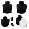 Classical Faux Collar And Wristband Set For Women Girls Elegant Ruffled V Neck Half Shirt Insert with Wrist Cuffs Sleeve